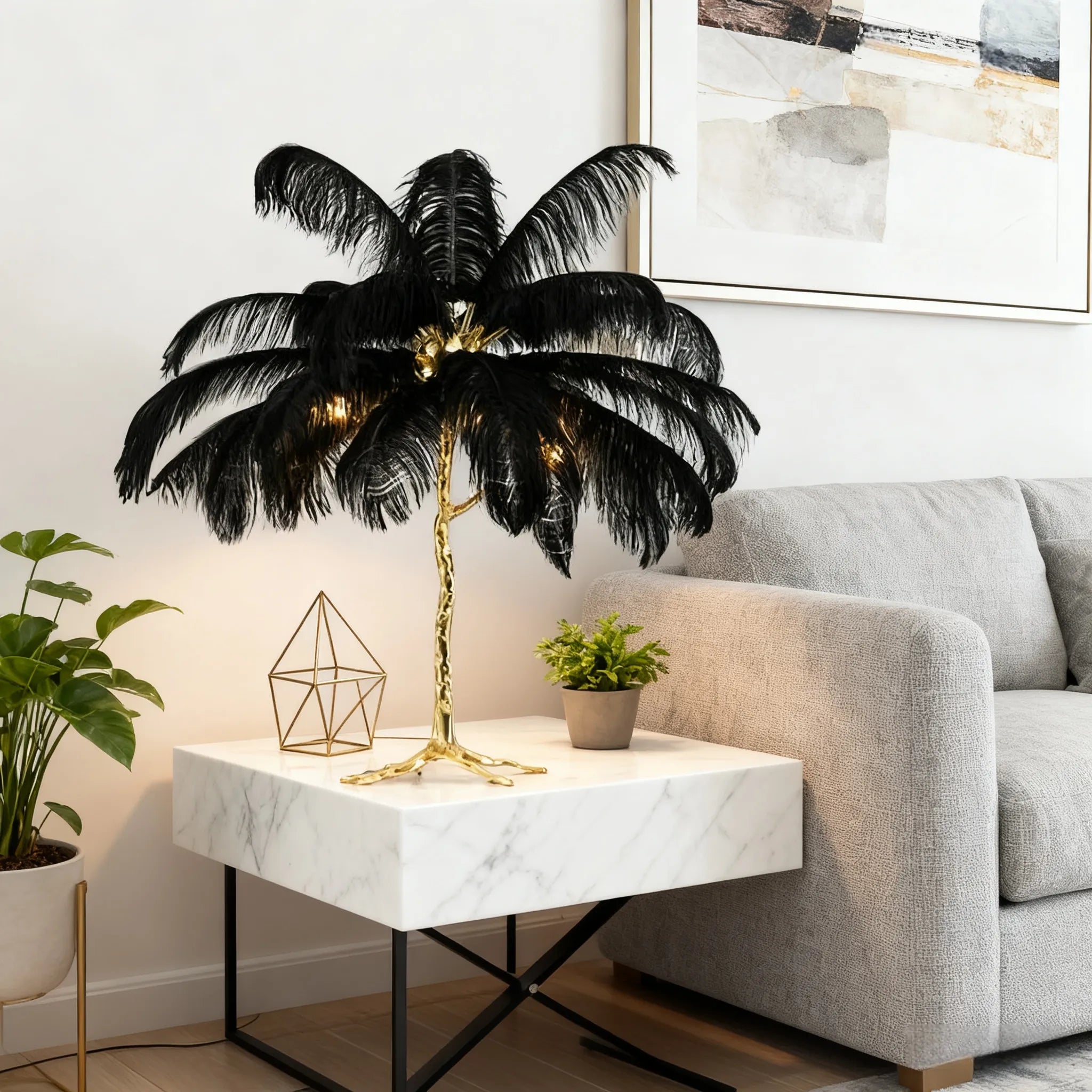 Nordic Feather Table Lamp Black